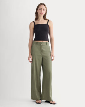 The Wide-Leg Pant in Stretch Linen | Lichen Green