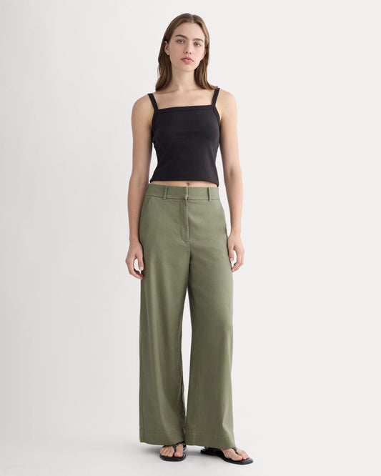 womens-wide-leg-pant-stretch-linen-lichen-green | primary