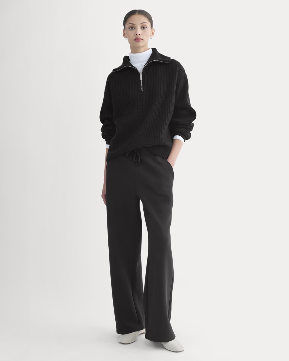 The Half-Zip Sweater in Luxe Merino | Black – Everlane