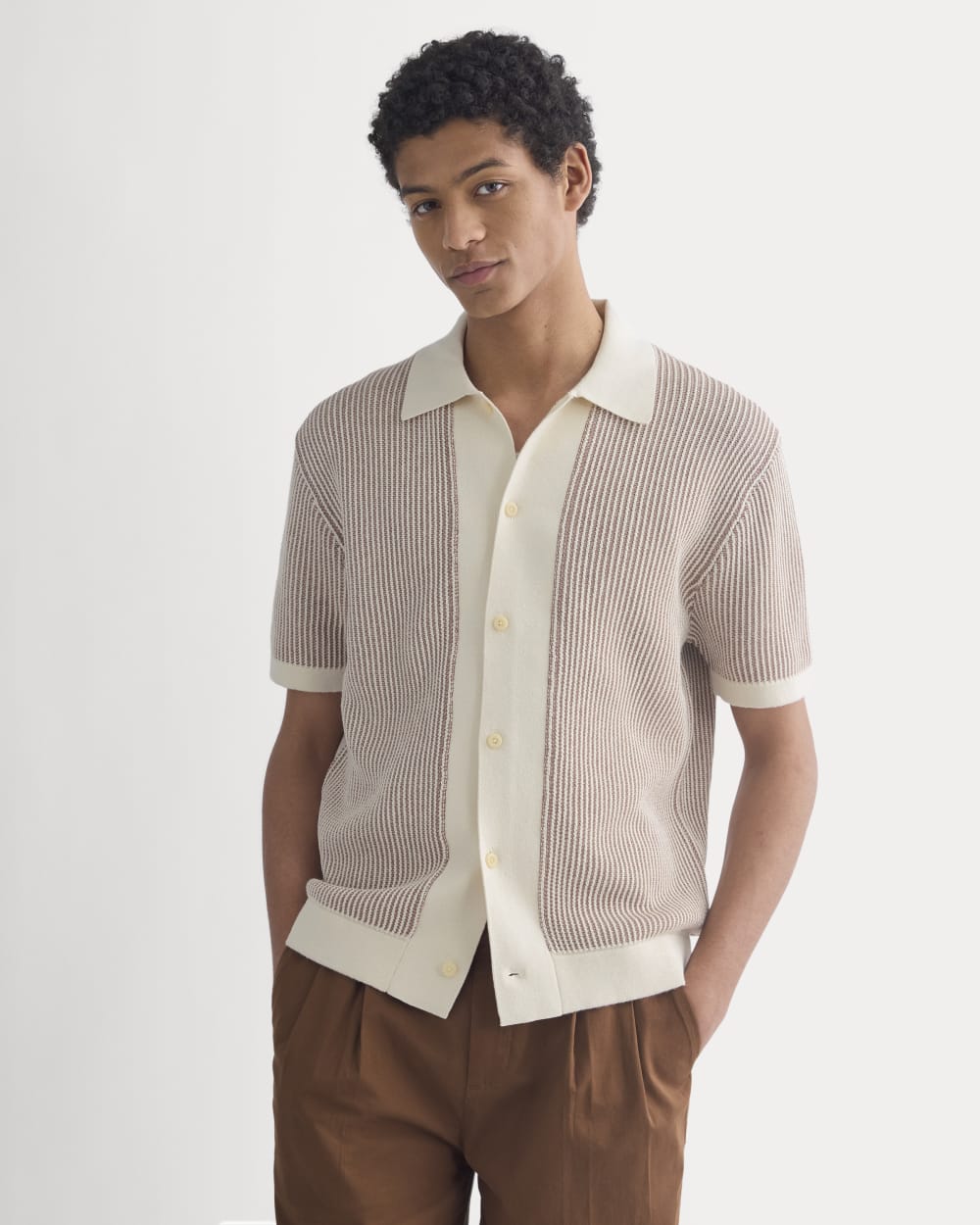 Button-Down Resort Polo | Birch/Brown – Everlane