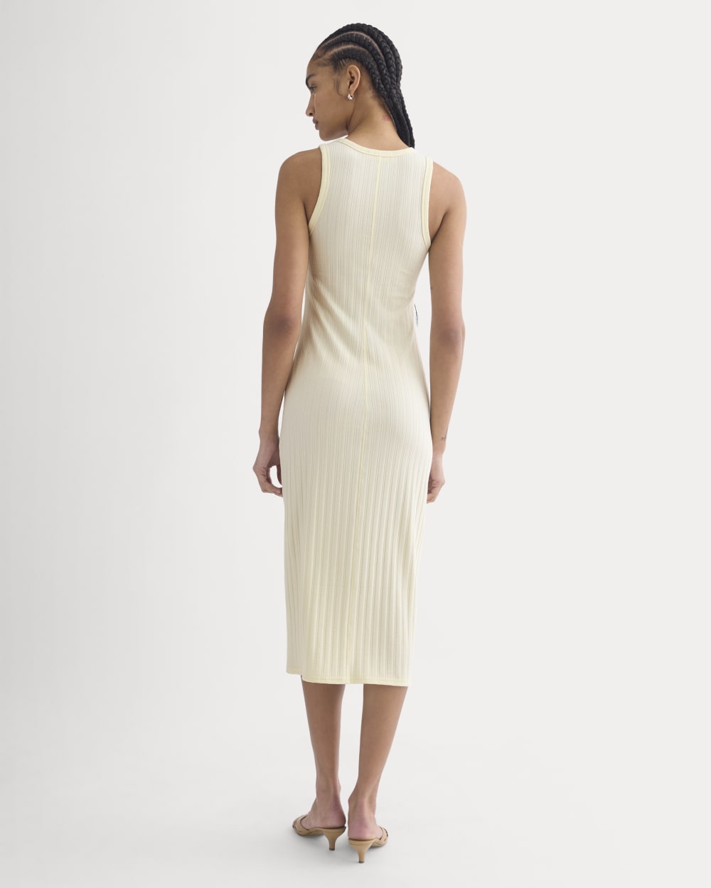 Everlane Scoop-Neck Midi Dress In Pointelle Knit In Lemon Icing, Size Large, Cotton Everlane Scoop-Neck Midi Dress In Pointelle Knit In Lemon Icing, Size Large, Cotton