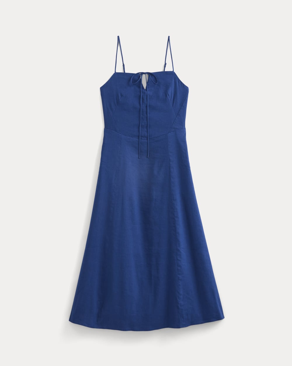 womens-tie-neck-dress-in-stretch-linen-estate-blue | alt