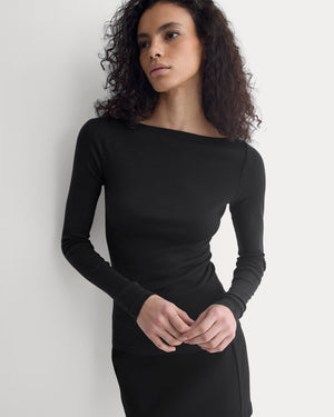Tissue Boatneck Top | Black