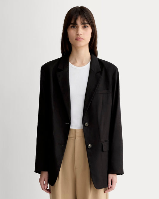 womens-oversized-blazer-stretch-linen-black | primary