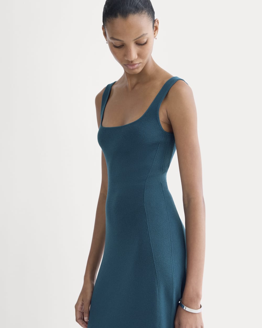 Everlane Knit Square-Neck Midi Dress In Reflecting Pond, Size XL, Cotton/Viscose Everlane Knit Square-Neck Midi Dress In Reflecting Pond, Size XL, Cotton/Viscose
