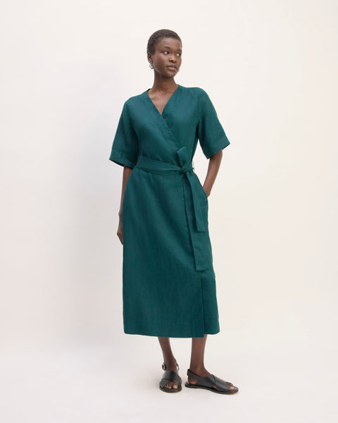 The Wrap Dress in Linen | Dark Sea Everlane The Wrap Dress in Linen | Dark Sea Everlane