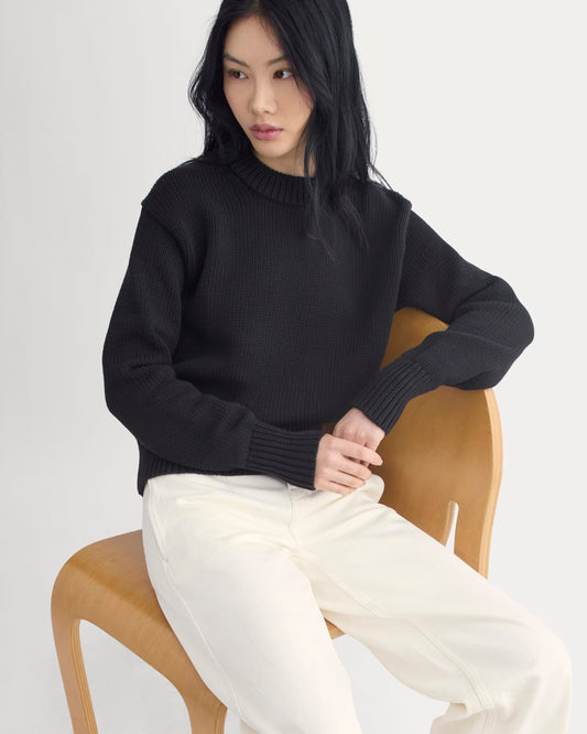 womens-oversized-cocoon-crew-cotton-black | primary