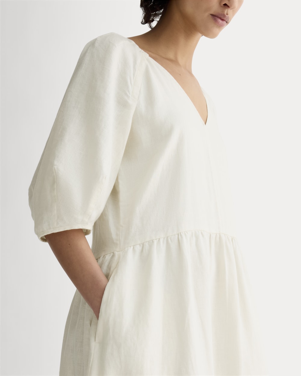 The Linen Oversized Puff-Sleeve Dress | Bone Everlane The Linen Oversized Puff-Sleeve Dress | Bone Everlane