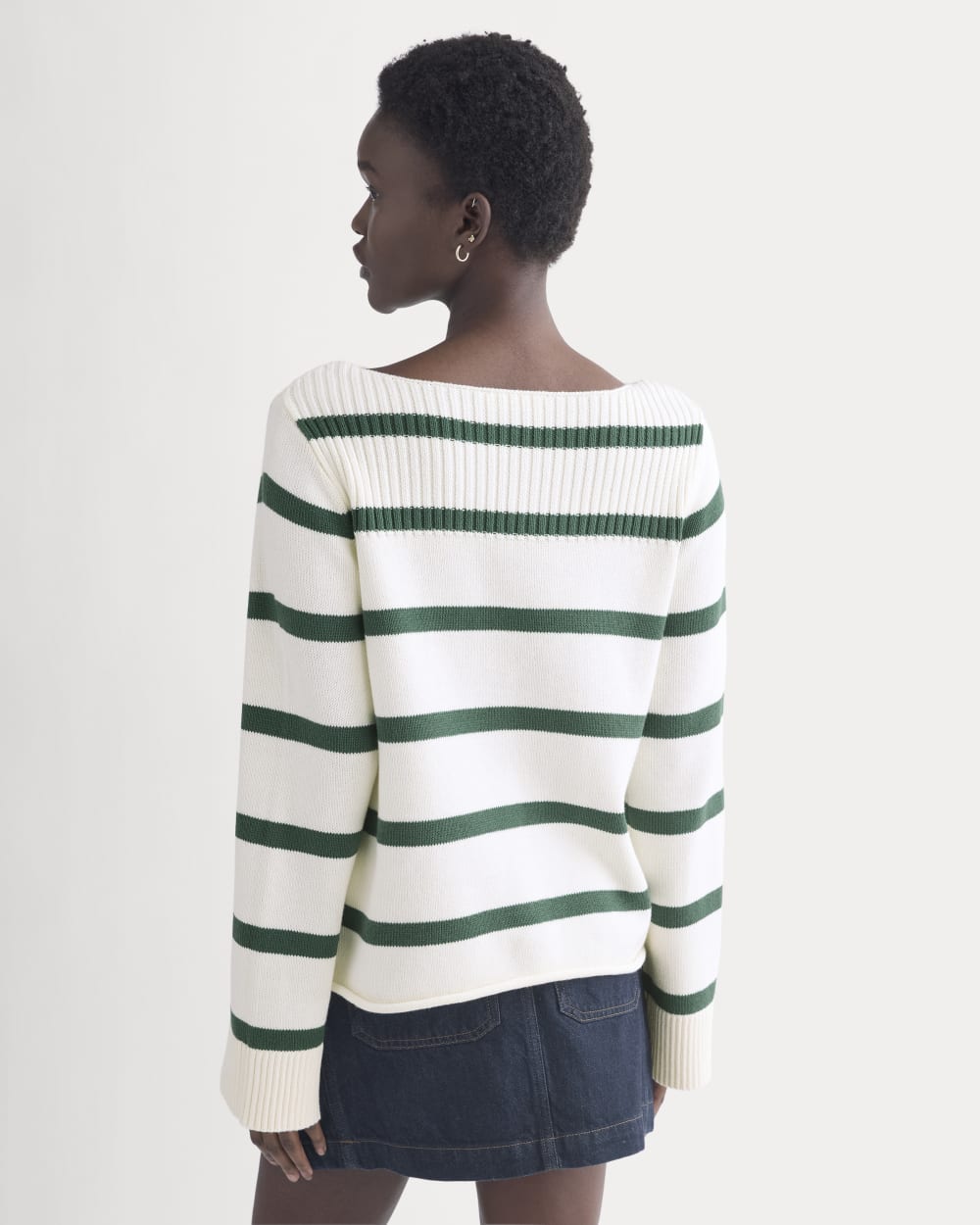 womens-striped-boatneck-sweater-cotton-hunter-green-bone