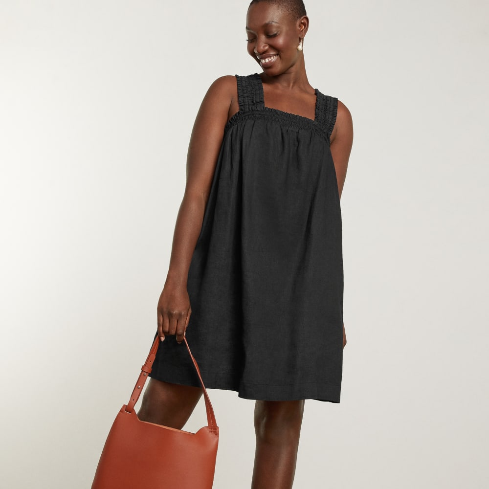 womens-smocked-linen-dress-black