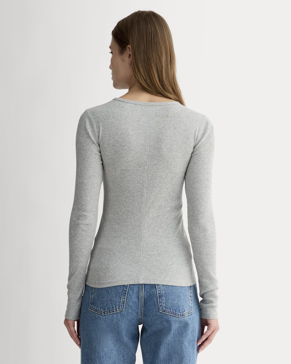 The Luxe Rib Long-Sleeve Crew | Heathered Dark Sea
