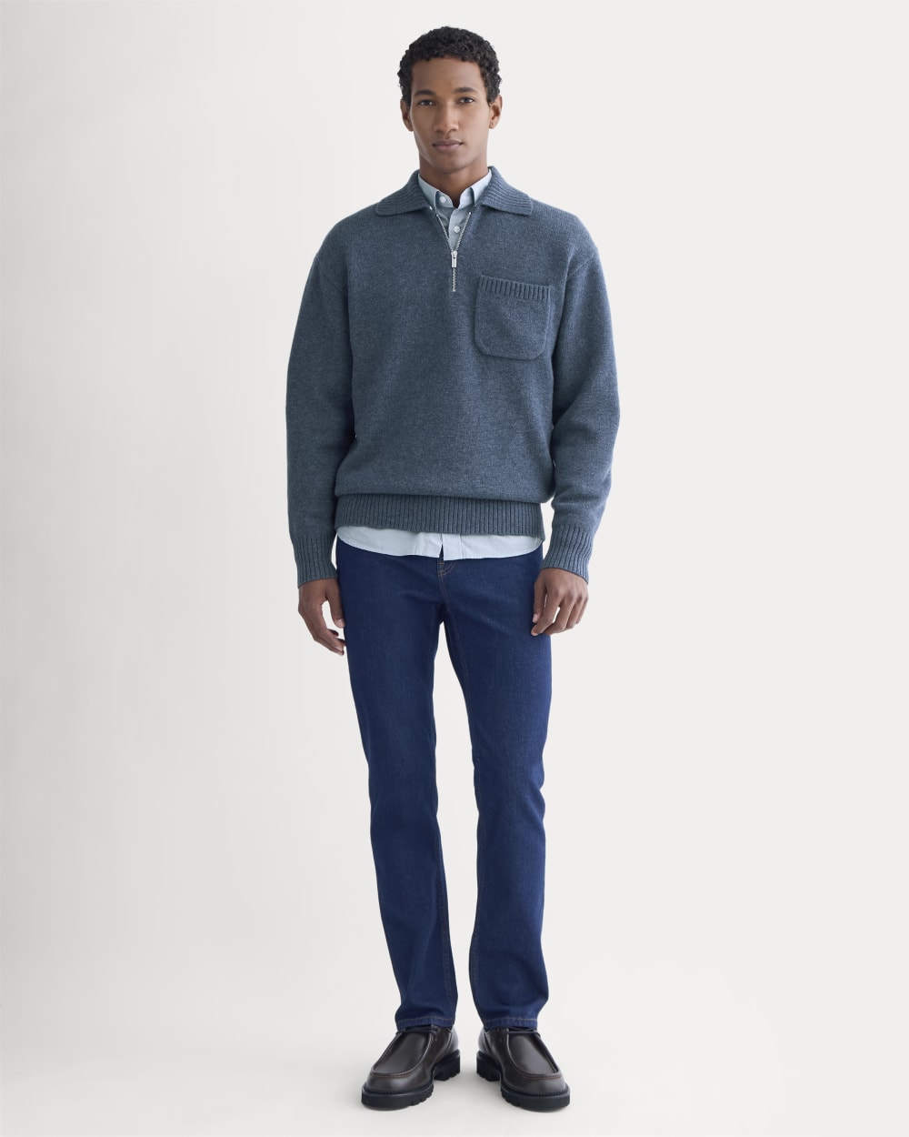 Luxe Merino Quarter-Zip Pullover | Heather Midnight Navy – Everlane