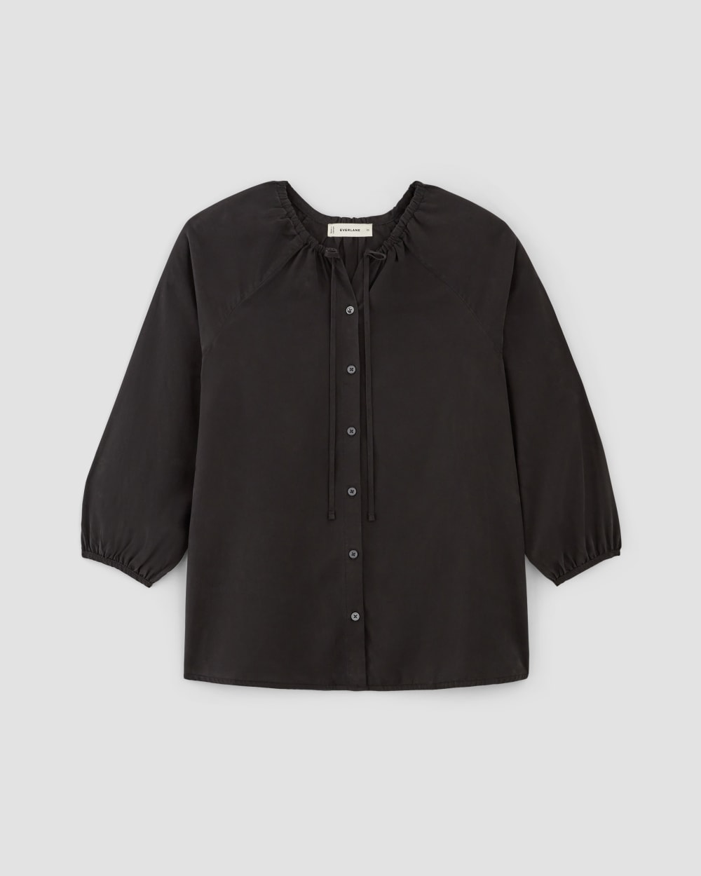 womens-tencel-gathered-shirt-black | alt