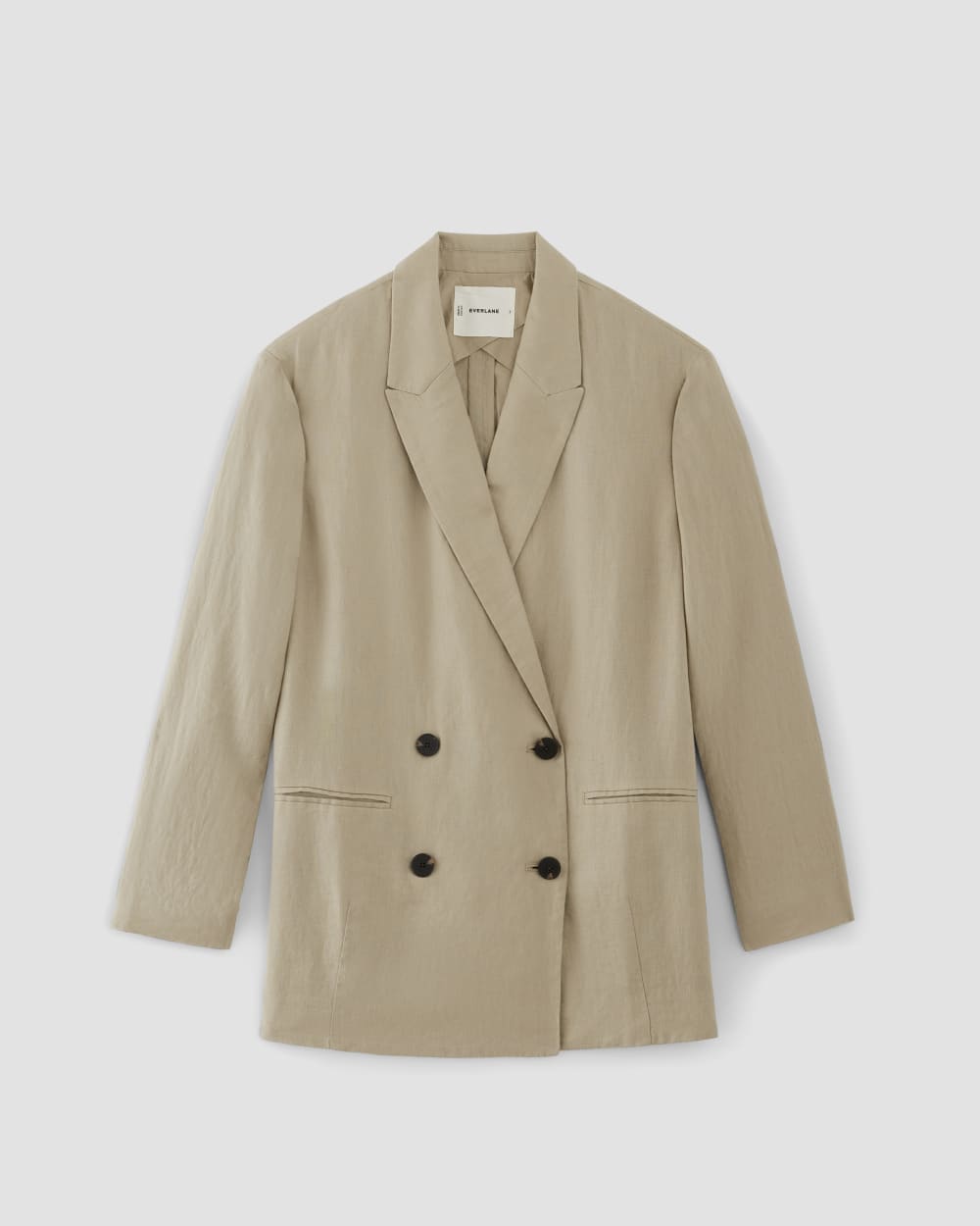 womens-linen-double-breasted-blazer-trench-coat-khaki | alt