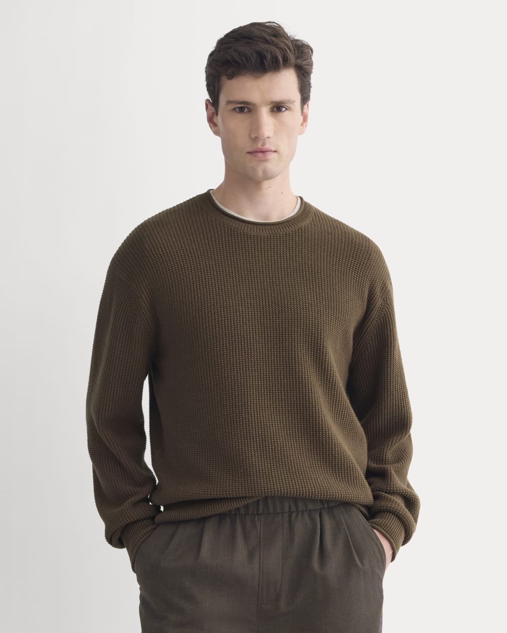 Waffle Rollneck Crew in Everyday Cotton