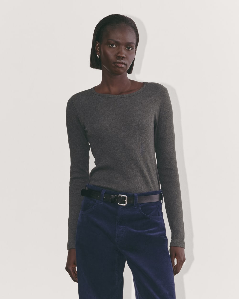 The Luxe Rib Long-Sleeve Crew | Heathered Port Royale