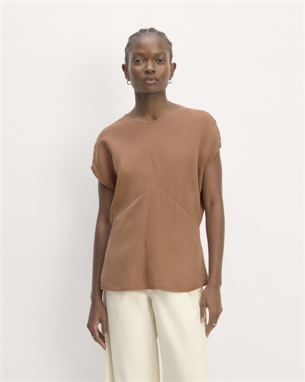 womens-tencel-drape-top-carob-brown | primary