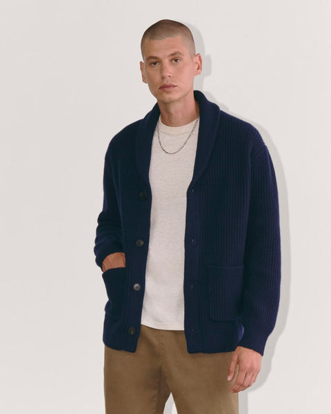 The Felted Merino Shawl Collar Cardigan | Deep Navy – Everlane
