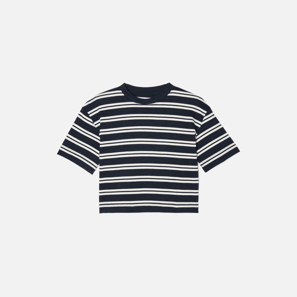 womens-organic-cotton-cropped-tee-navy-tan | alt