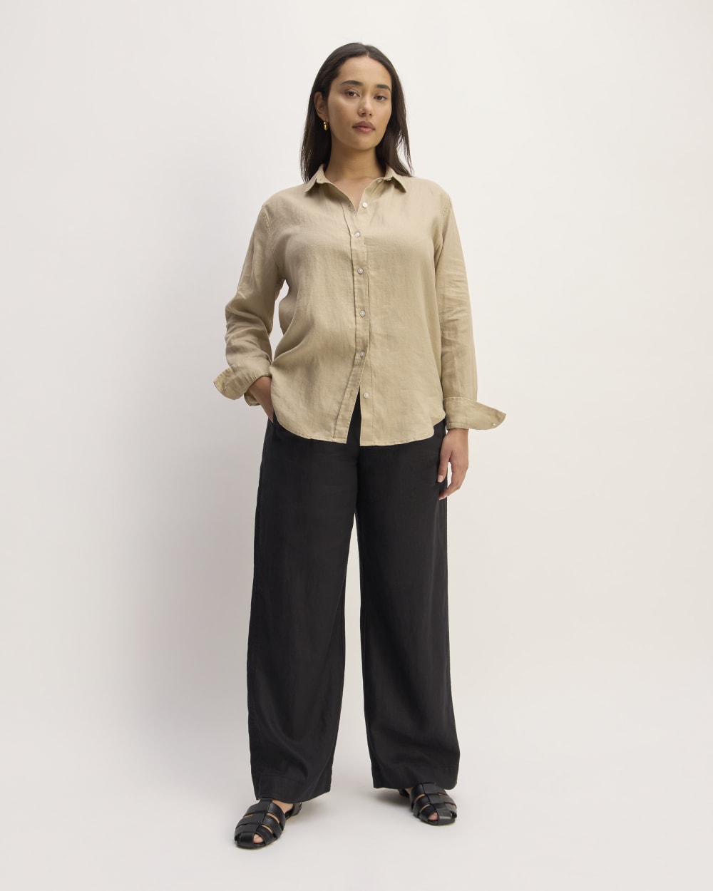 womens-relaxed-linen-shirt-trench-coat-khaki