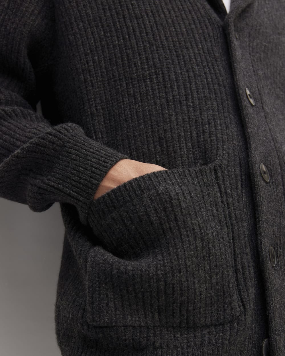 The Felted Merino Shawl Collar Cardigan | Charcoal – Everlane
