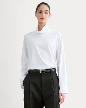 Slouchy Turtleneck In Essential Cotton | White