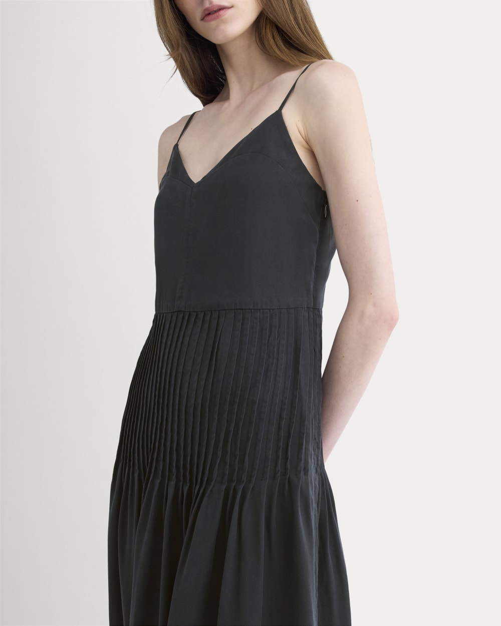Everlane Pleated Slip Dress, Butterlite, Black, Size 0 Everlane Pleated Slip Dress, Butterlite, Black, Size 0