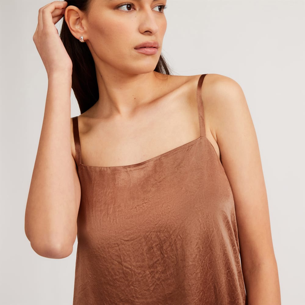 summer satin slip dress by the brown clothing co Satin Maxi Slip Dress Dark Brown