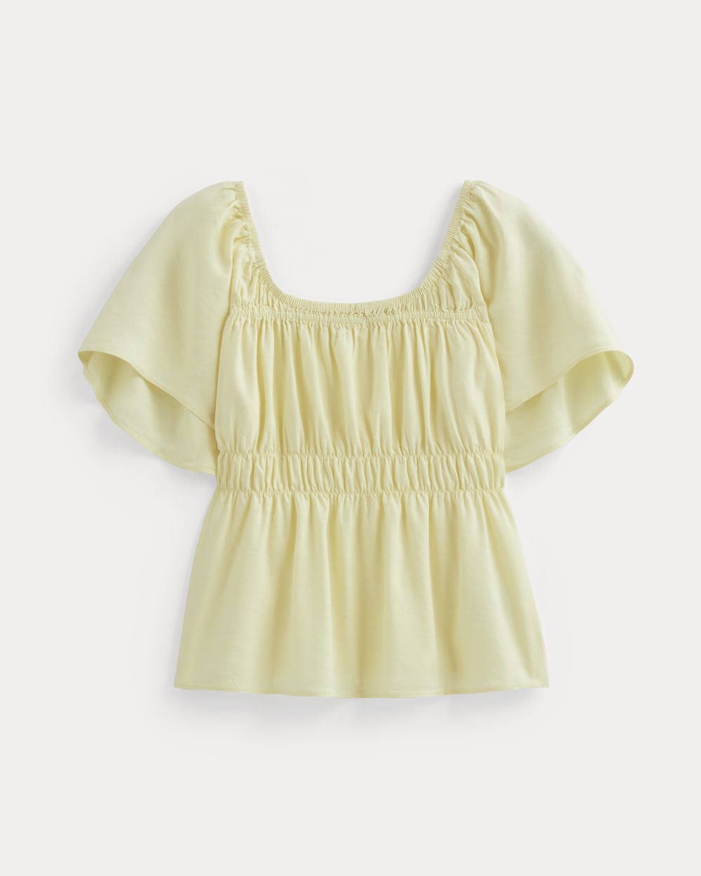 womens-flutter-sleeve-top-stretch-linen-light-yellow | alt