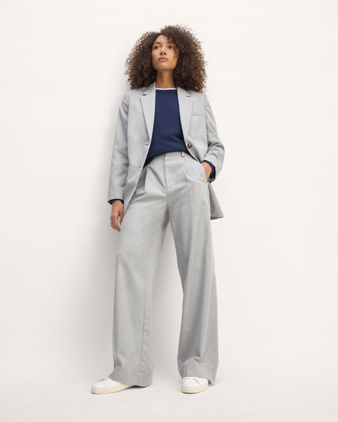 The Draper Pleated Pant in Buttersmooth | Heather Steel | 32