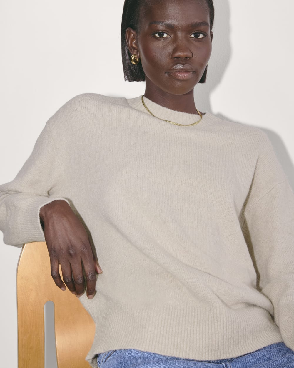 The Cocoon Crew in Plush Cotton | Heather Mushroom – Everlane