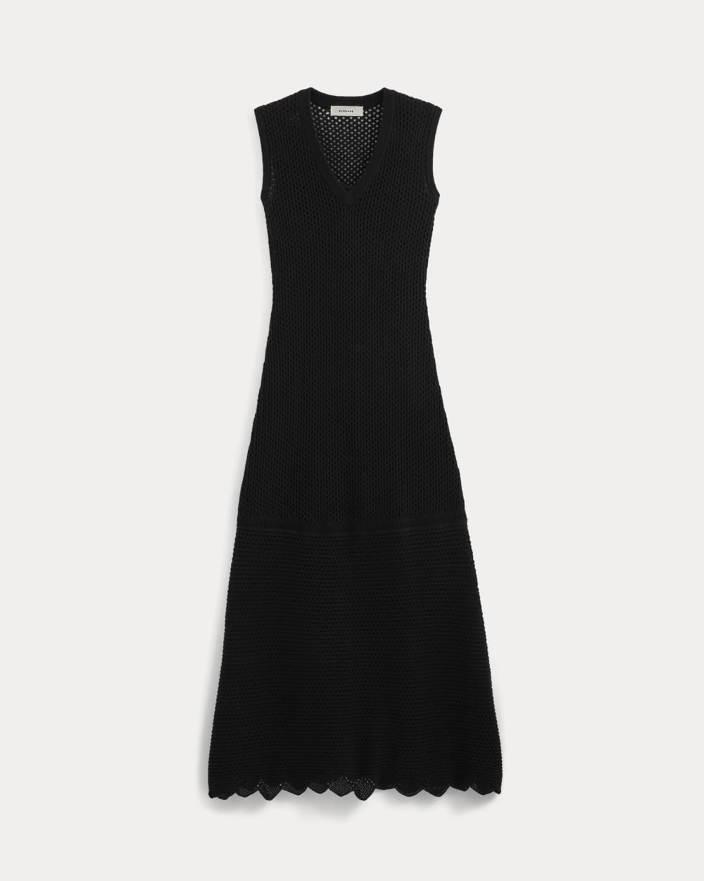 Everlane Lace Knit Maxi Sweater Dress In Black, Size Large, Cotton