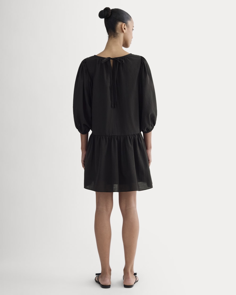 The Gauze Puff-Sleeve Mini Dress | Black Everlane The Gauze Puff-Sleeve Mini Dress | Black Everlane