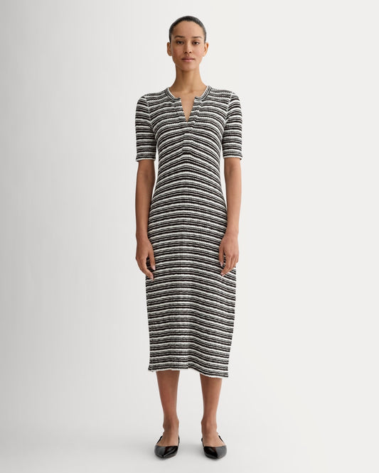 womens-rib-knit-henley-dress-bone-black | primary