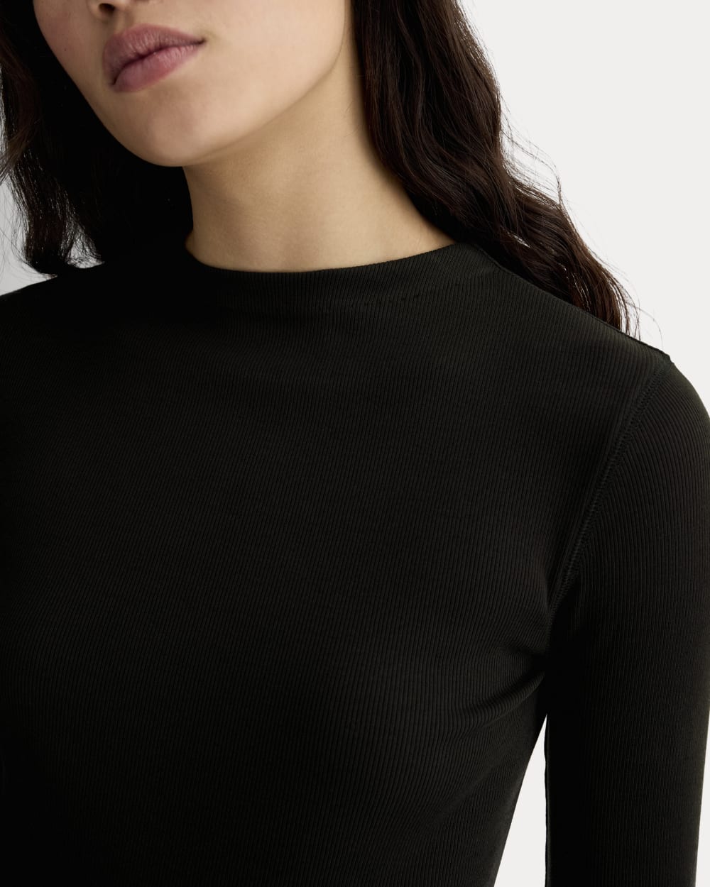 The Luxe Rib Funnel-Neck Tee | White