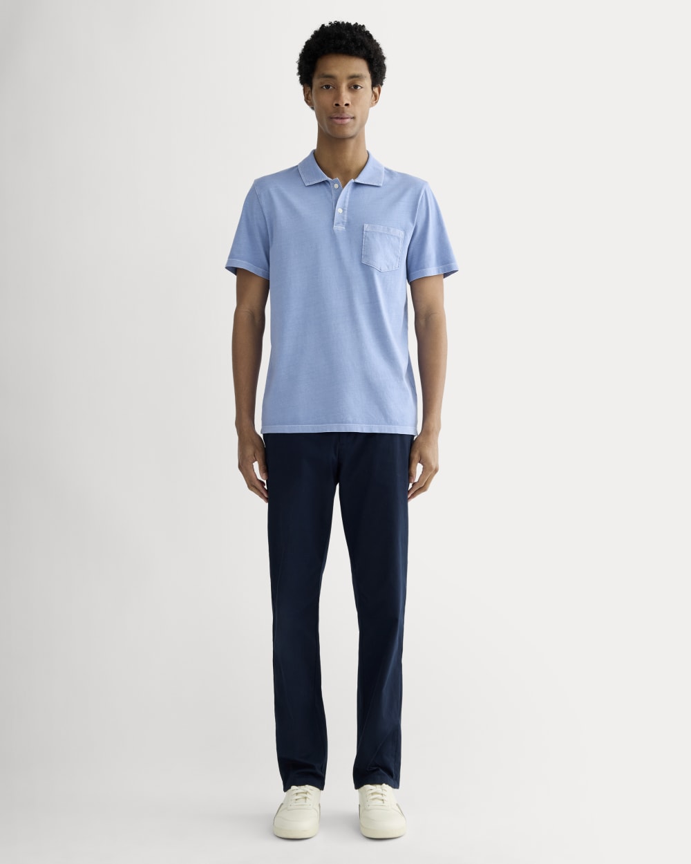 The Essential Organic Garment-Dyed Polo | Granada Sky Blue Garment