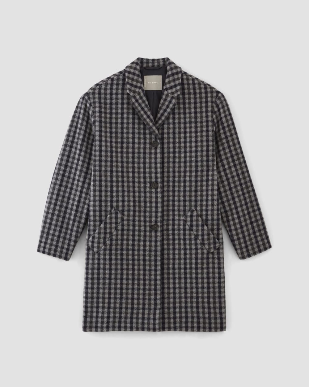 The Italian ReWool® Cocoon Coat | Grey / Charcoal / Navy Check