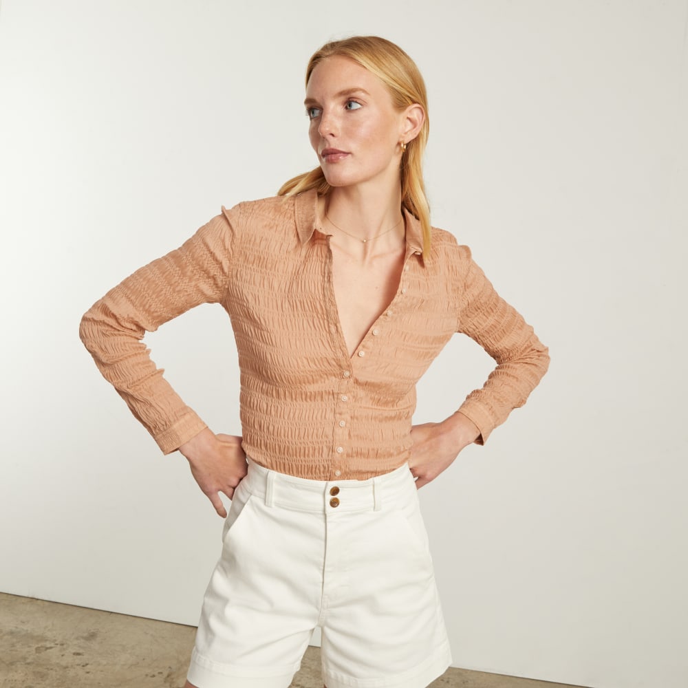womens-button-smock-top-hazelnut | primary