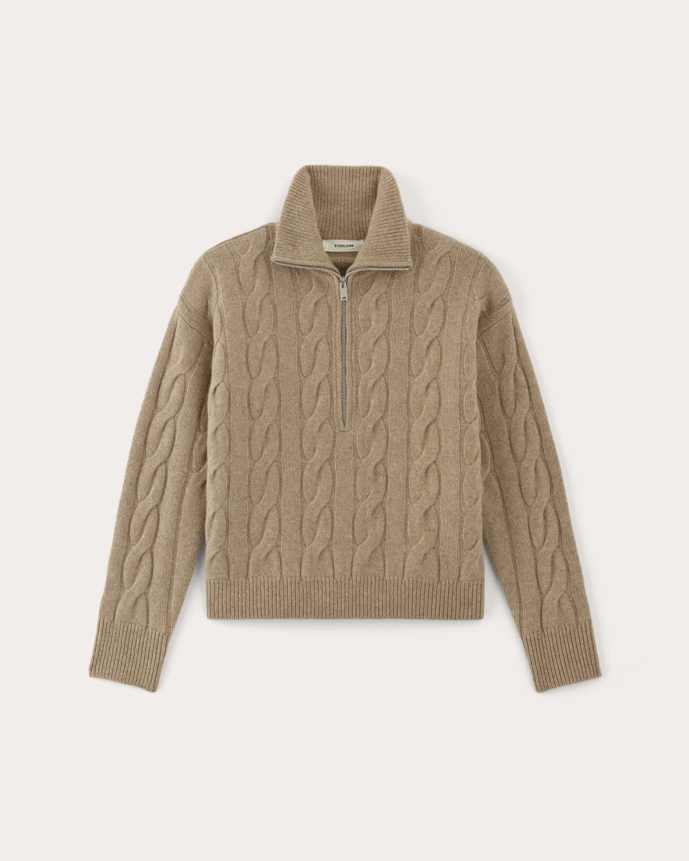 womens-felted-merino-cable-half-zip-oat-melange | alt