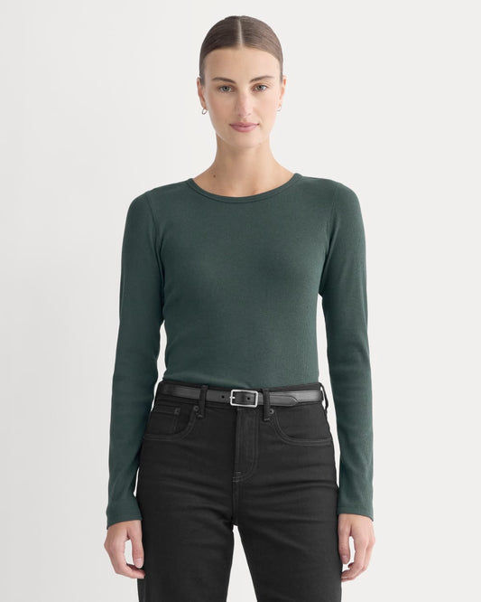 womens-supima-rib-long-sleeve-crew-heathered-dark-sea | primary