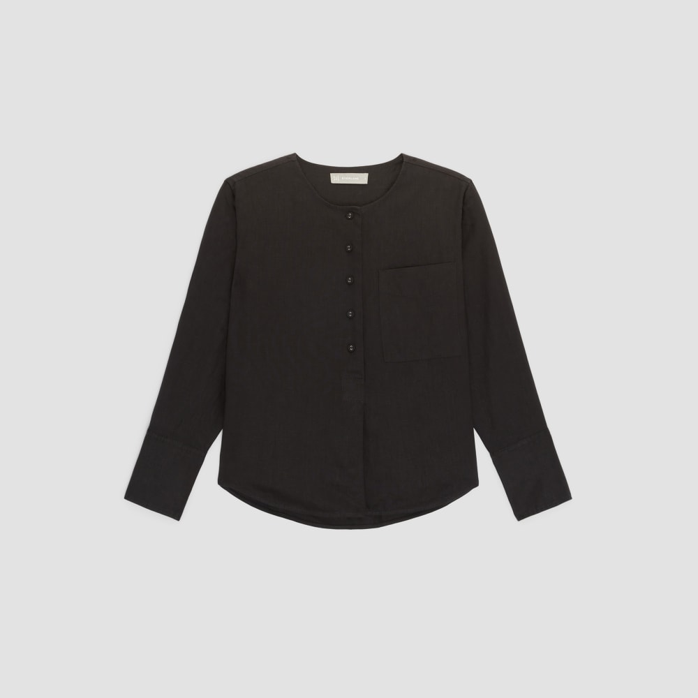 womens-linen-popover-shirt-black | alt