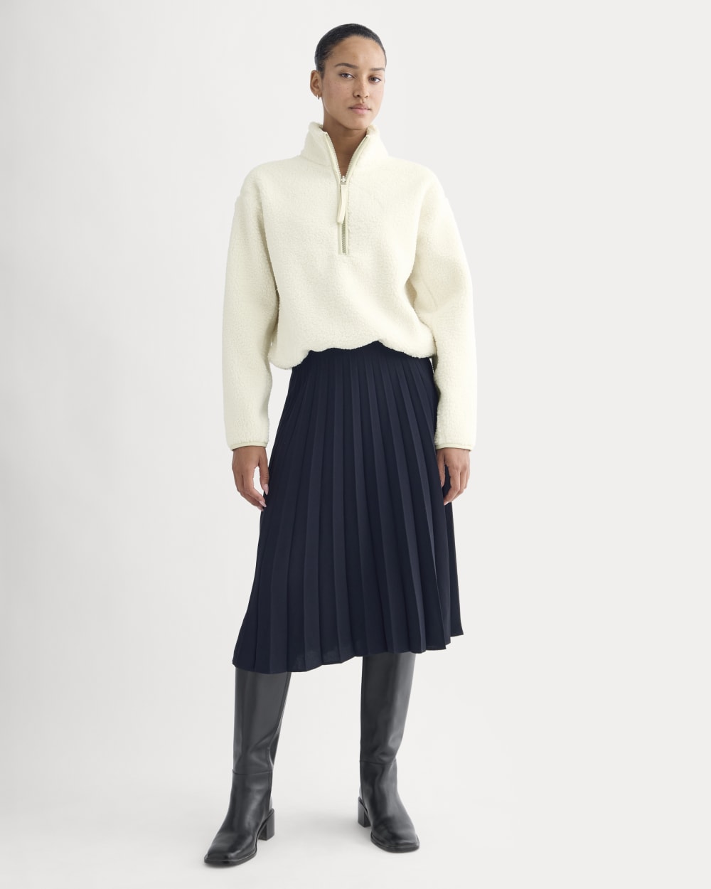 Reversible Teddy Half-Zip Pullover | Bone/Birch – Everlane