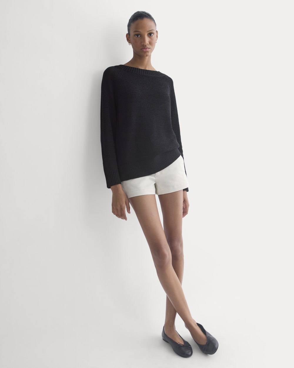 Wide-Neck Crew Sweater in Tape Yarn | Black – Everlane
