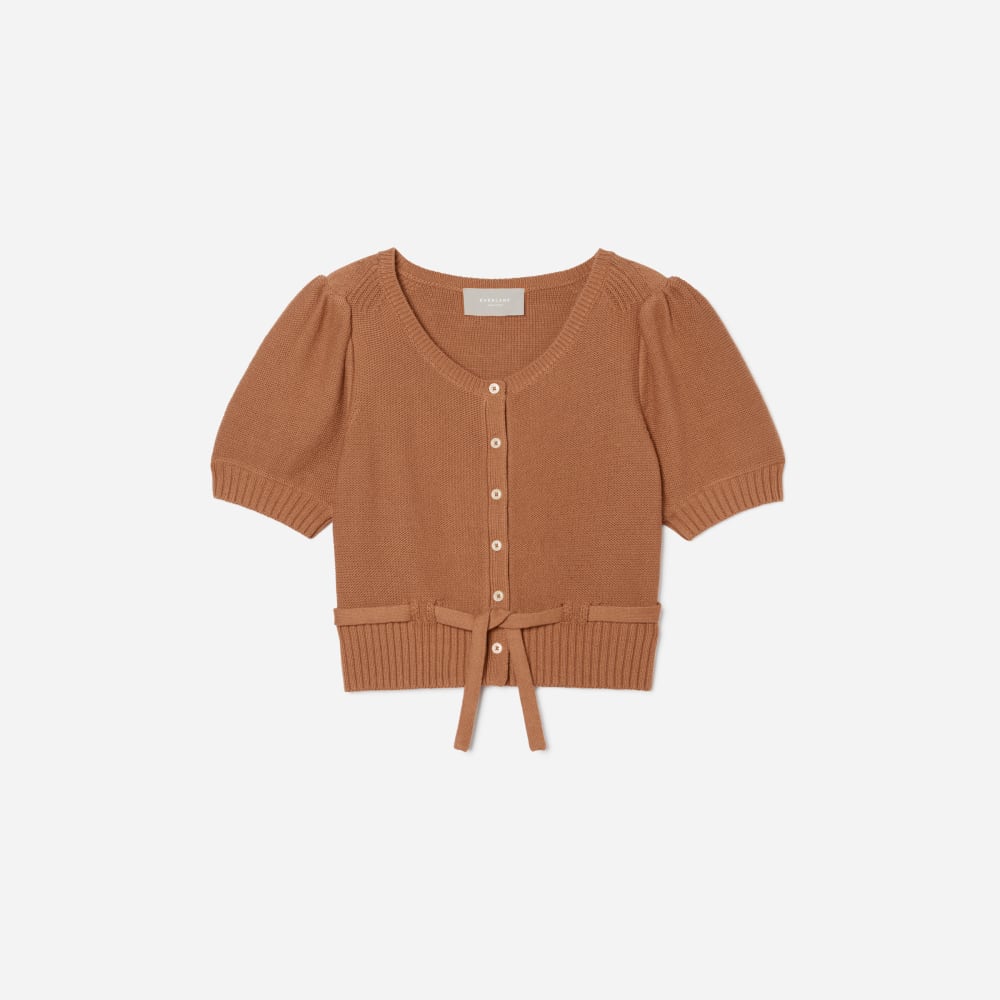 womens-puff-sleeve-sweater-top-tawny-brown | alt