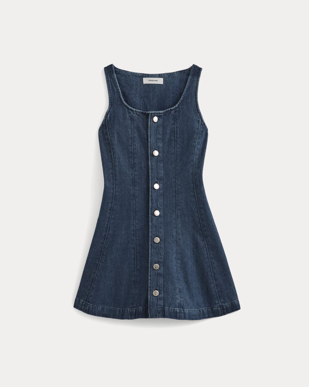 womens-denim-button-front-mini-dress-dark-indigo | primary