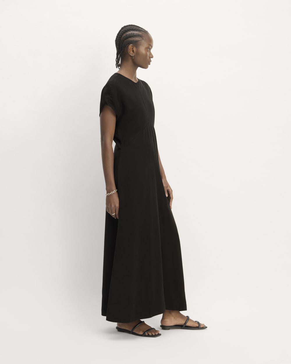 short sleeve midi dress black The TENCEL™ Short-Sleeve Midi Dress