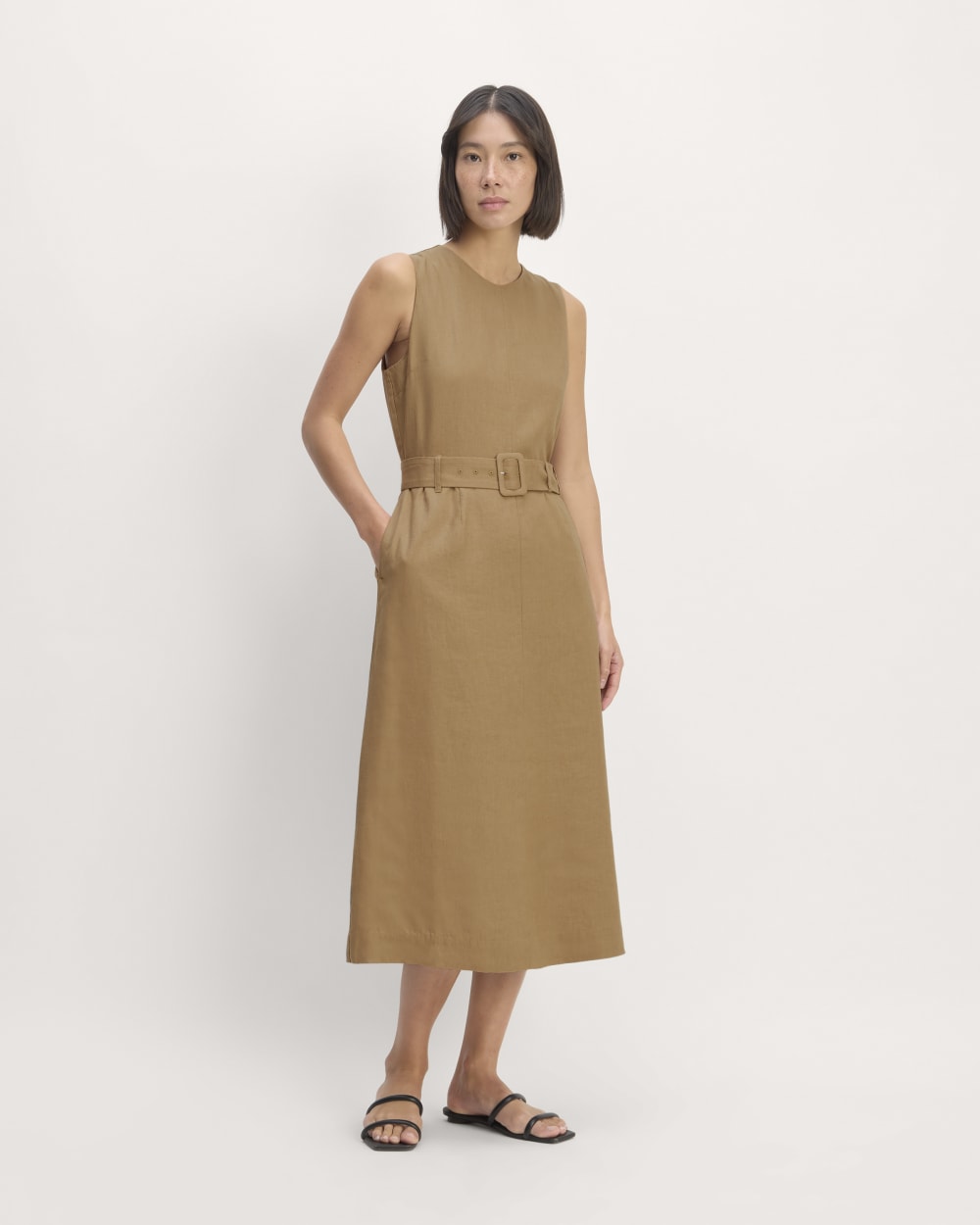 The Linen Belted Midi Dress | Tiger's Eye Everlane The Linen Belted Midi Dress | Tiger's Eye Everlane