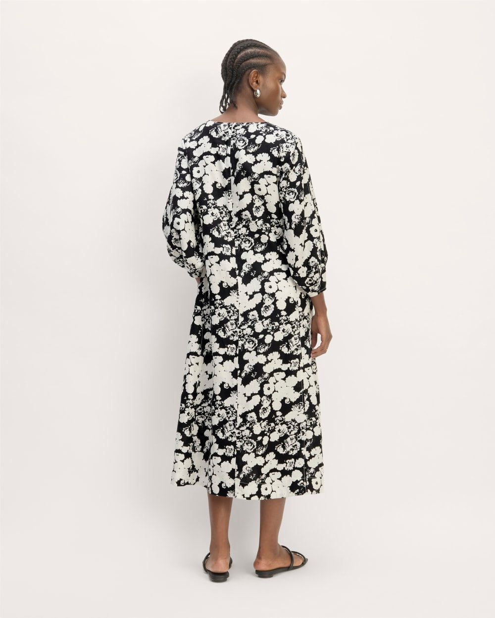 The Linen A-Line Midi Dress | Black / Bone Floral Everlane The Linen A-Line Midi Dress | Black / Bone Floral Everlane