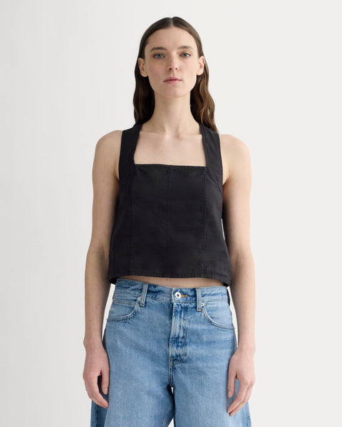 The Crossback Tank in Linen | Black – Everlane