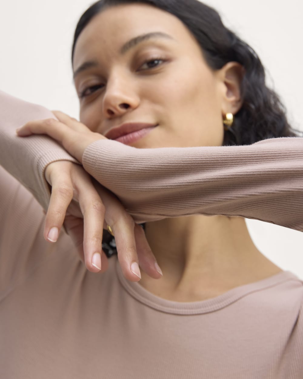 The Luxe Rib Long-Sleeve Crew | Dusty Rose – Everlane